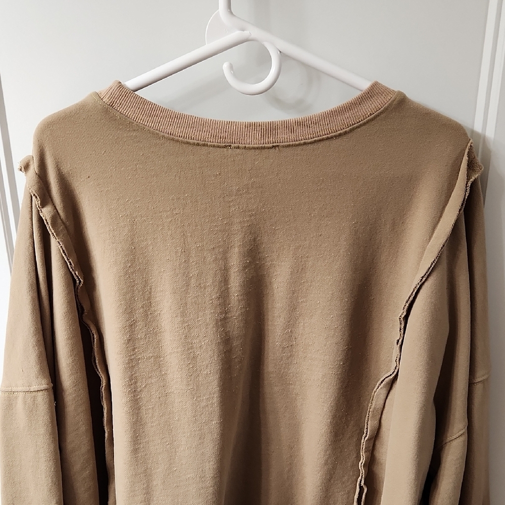 Love Appliqué Pullover Sweatshirt - Taupe - Picture 4 of 5